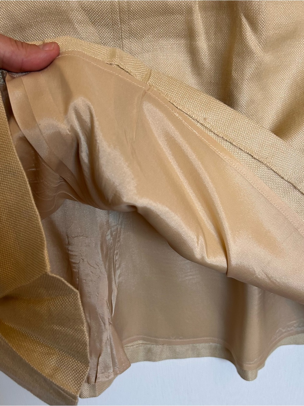 Lauren Ralph Lauren Tan A-Line Kick Pleat Skirt 100% linen - Picture 3 of 5